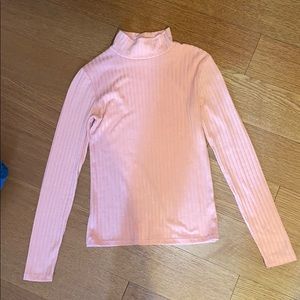 Peach ribbed high neck shirt